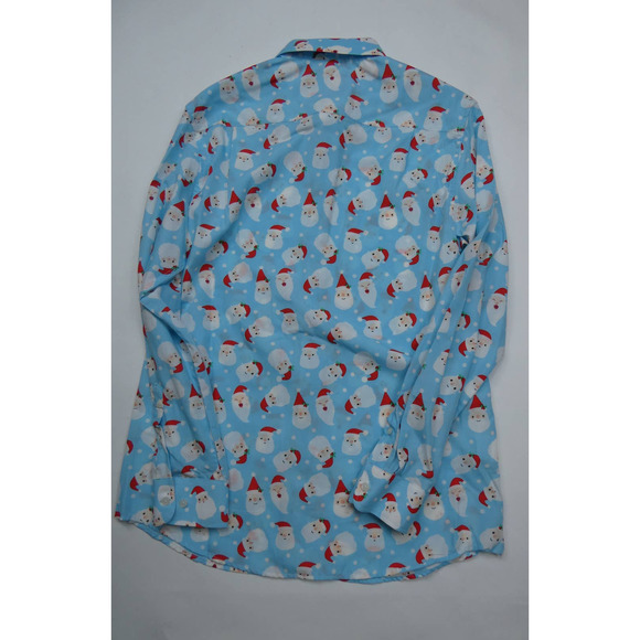 men's SIMON BANKS Christmas button up, Santa, small, NEW - Picture 2 of 2